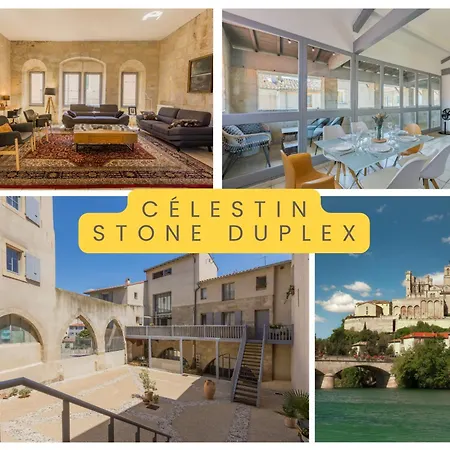 Celestin - Charming Historic Stone Duplex With Private Patio & Air Conditioning شقة بزييه